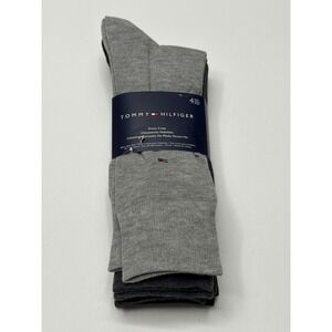 Tommy Hilfiger Men's 4 Pair Dress Crew Socks Gray Black One Size Comfort NWT